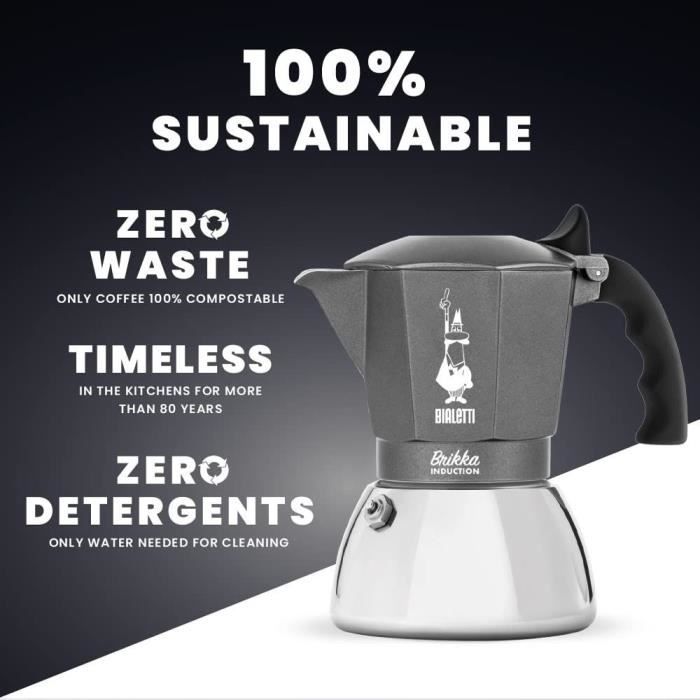 Cafetiere Italienne BIALETTI - BRIKKA - Induction 4 tasses