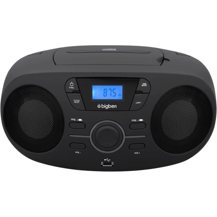 BIGBEN CD61NUSB LECTEUR CD/USB/RADIO portable avec effets lumineux - Noir