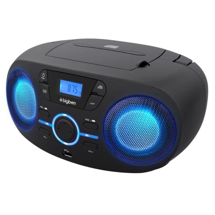 BIGBEN CD61NUSB LECTEUR CD/USB/RADIO portable avec effets lumineux - Noir