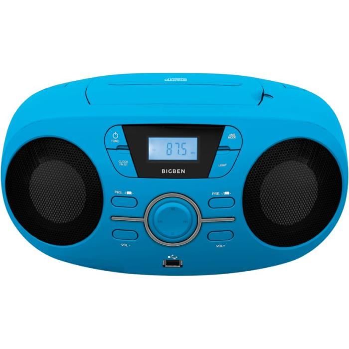 BIGBEN CD61BLUSB Lecteur Radio Cd Portable Usb Bleu + Speakers Lumineux