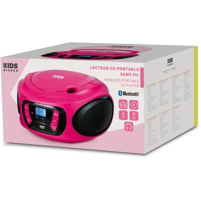 Lecteur radio cd portable BIGBEN INTERACTIVE usb bt rose