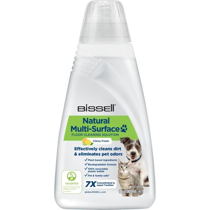 Nettoyant pour sols avec formule Naturelle - BISSELL - B3122 Crosswave - 1L, Spécial Animaux, Nettoyage Multi-Surfaces