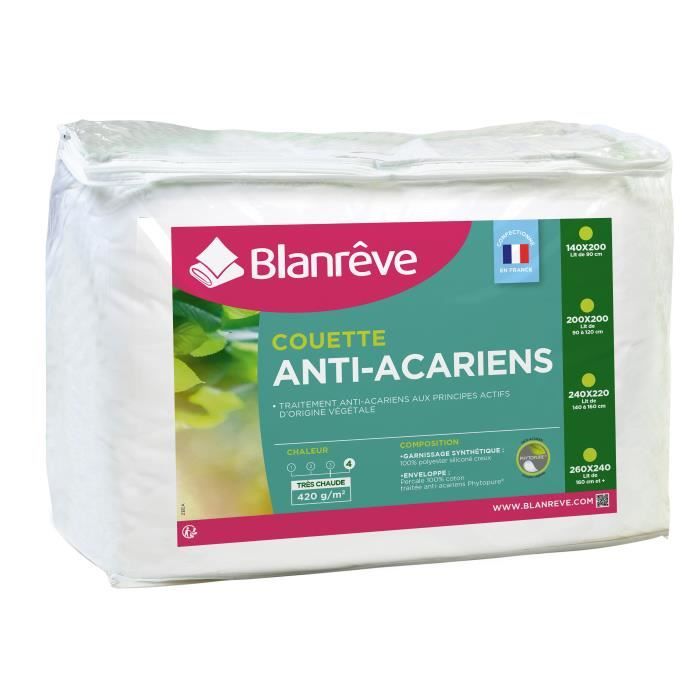 BLANREVE Couette tres chaude Percale - Anti-acariens - 420g/m² - 140x200cm