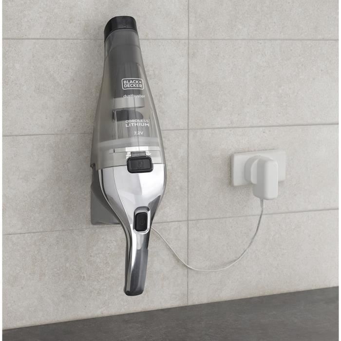 Aspirateur a main sans fil BLACK+DECKER NVC220WC-QW Dustbuster Lithium 7,2V 15,5 AirWatts 385 ml Gris métalisé