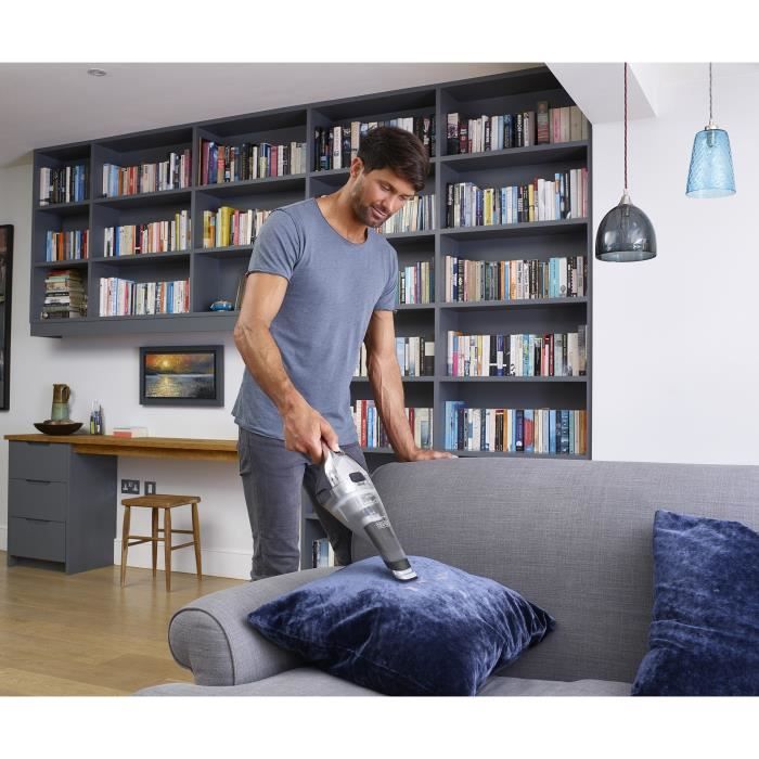 Aspirateur a main sans fil BLACK+DECKER NVC220WC-QW Dustbuster Lithium 7,2V 15,5 AirWatts 385 ml Gris métalisé