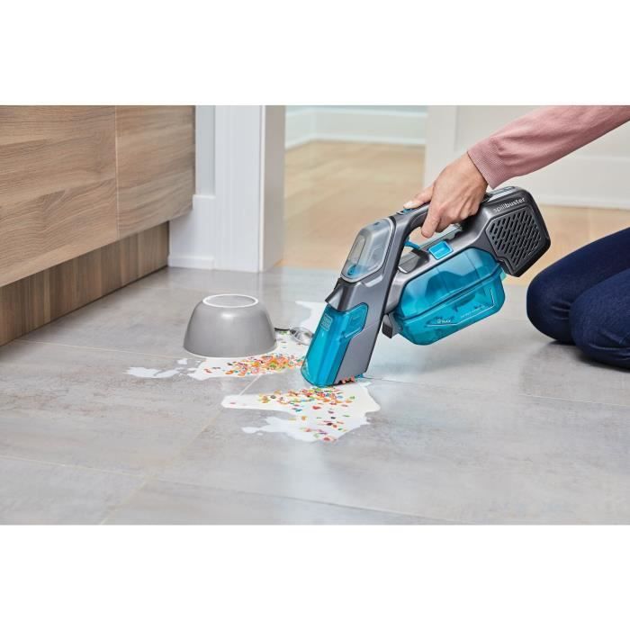 Aspirateur a main 2 en 1 Spillbuster - BLACK+DECKER BHSB315J-QW - 12V 1.5 Ah - Brosse manuelle - bleu