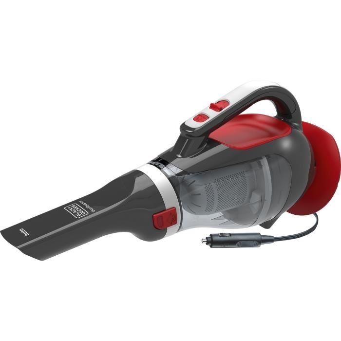 Aspirateur a main spécial voiture - BLACK & DECKER ADV1200-XJ - 12,5 AW - 12V - Prise allume cigare - Rouge / Gris