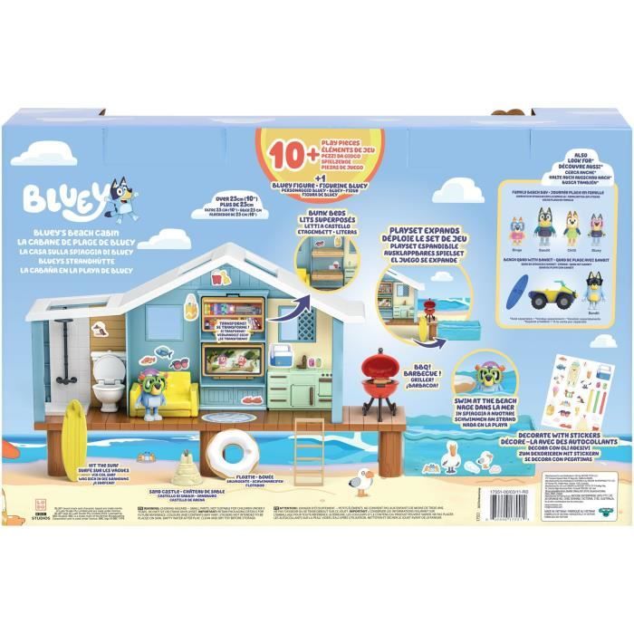 Cabane de Plage de Bluey - BLUEY - Set de jeu avec figurine exclusive et plus de 10 accessoires