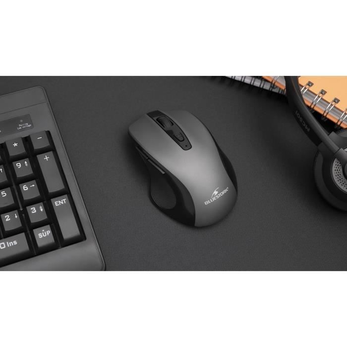 Souris Sans Fil - BLUESTORK - OFFICE 75 - Rechargeable - PC/MAC - Gris