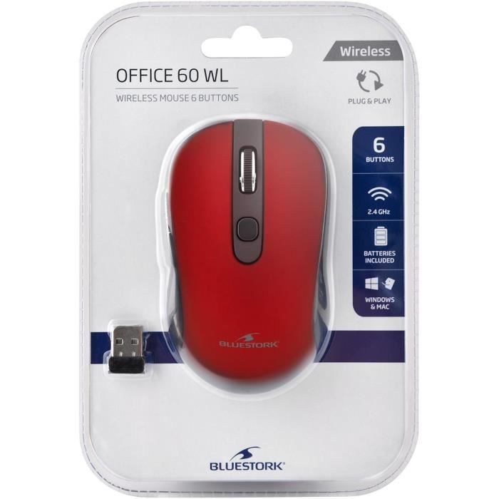 Souris Sans Fil - BLUESTORK - OFFICE 60 - PC/MAC - Rouge