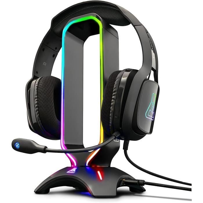 Support pour Casque Gamer - The G-Lab - K-STAND RADON - RGB - USB - Noir