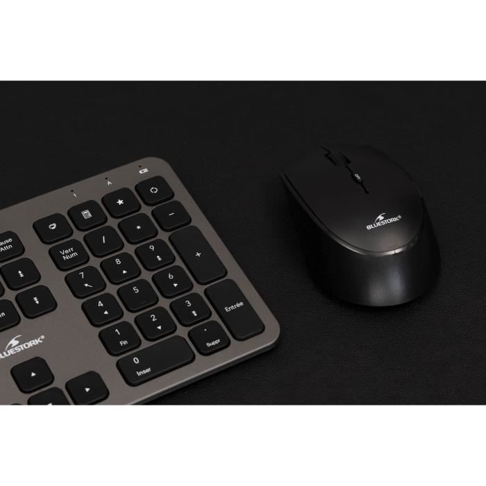 Ensemble Clavier Souris - BLUESTORK - Pack Easy Slim - Sans Fil - Gris Métal