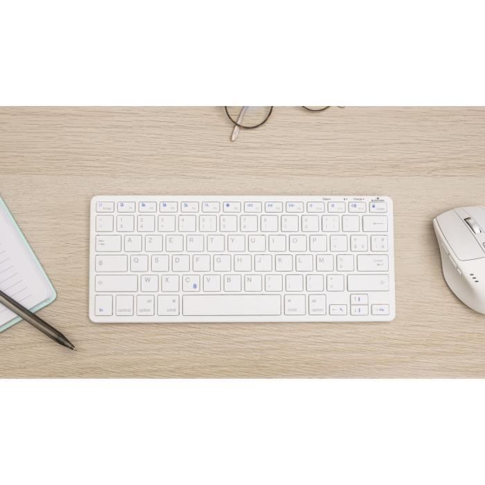 Clavier Sans Fil - BLUESTORK - MINI MAC R - Compact - Rechargeable - Blanc