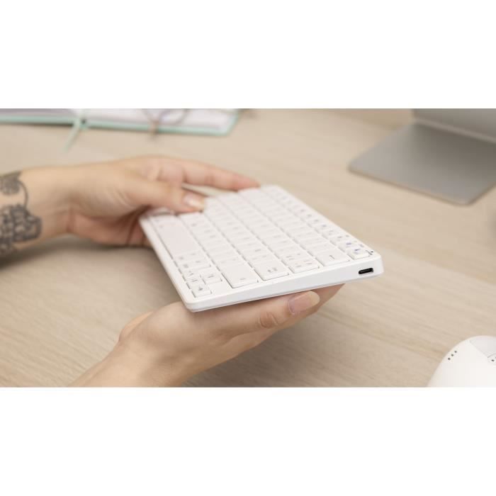 Clavier Sans Fil - BLUESTORK - MINI MAC R - Compact - Rechargeable - Blanc