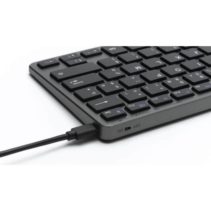 Clavier Sans Fil - BLUESTORK - MINI R - Compact - Rechargeable - Gris/Noir