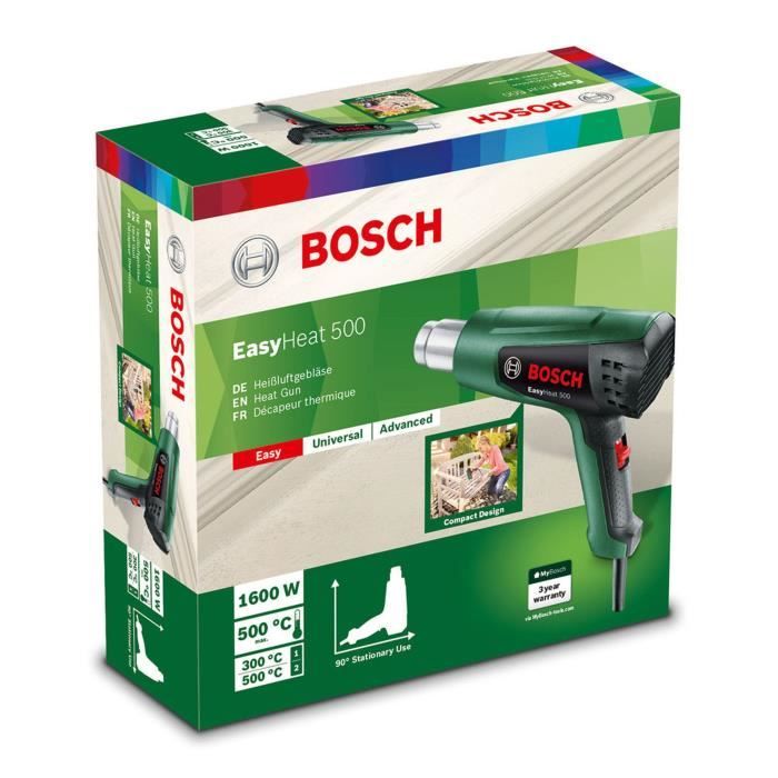 Décapeur thermique Bosch - EasyHeat 500 (1600W, débit d'air: 240 / 450 l/min, température: 300/500°C)