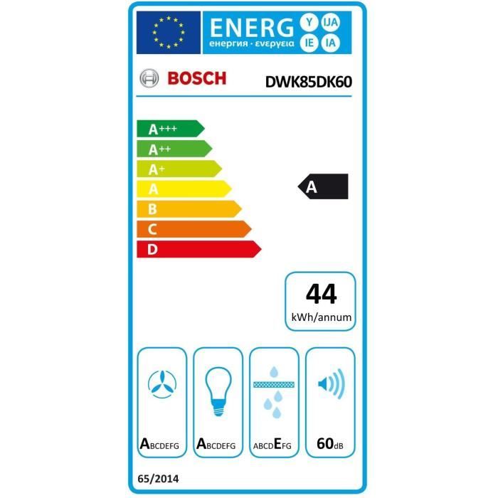 Hotte décor murale - BOSCH SER2 - DWK85DK60 Noir - L: 790 mm x P: 325 mm