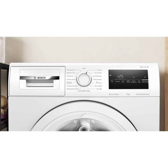 Lave-linge hublot BOSCH WAN28258FR SER4 - 8 kg - Induction - Fonction Vapeur - L60cm - 1400 trs/min - Classe A - Blanc