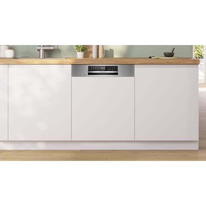 Lave-vaisselle intégrable BOSCH SMI6ECS00E SER6 - 14 couverts - Induction - L60cm - 42dB - Classe B - Blanc/Metallic