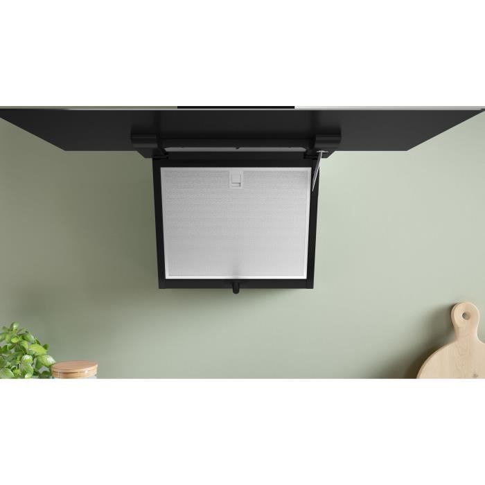 Hotte décor murale - inclinée verre -  BOSCH SER4 - DWK87FN60 Noir - Home Connect - L: 790 mm x P: 433 mm