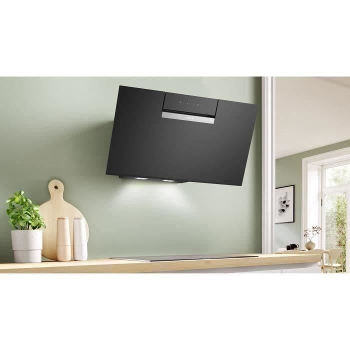 Hotte décor murale - inclinée verre -  BOSCH SER4 - DWK87FN60 Noir - Home Connect - L: 790 mm x P: 433 mm