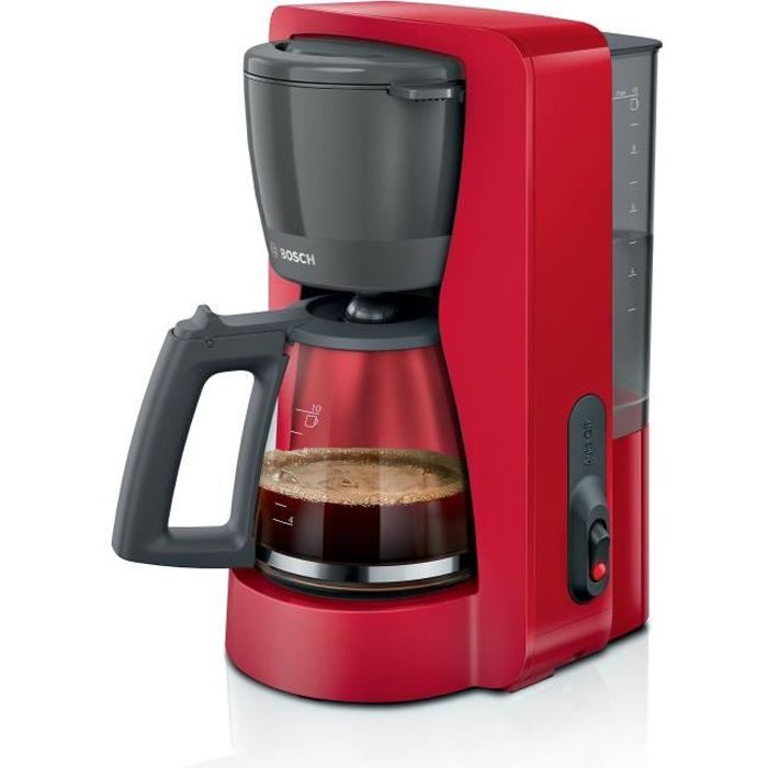 Cafetiere Filtre - BOSCH - TKA2M114 MyMoment - Rouge - Capacité 1,25L - verseuse verre - systeme anti-gouttes