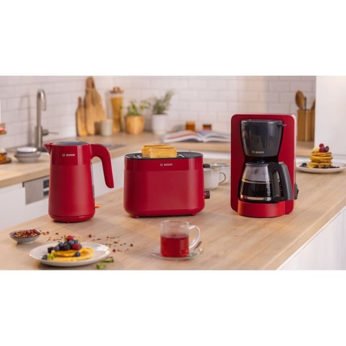 Cafetiere Filtre - BOSCH - TKA2M114 MyMoment - Rouge - Capacité 1,25L - verseuse verre - systeme anti-gouttes