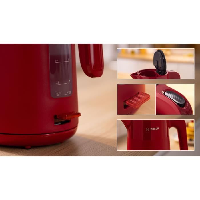 Bouilloire - BOSCH - TWK2M164 MyMoment - Rouge Mate - indicateur de tasses - niveau d'eau visible