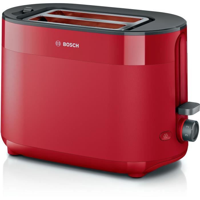 Toaster - BOSCH -  TAT2M124 MyMoment - Rouge - 2 tranches - centrage automatique du pain - fonctions décongélation et réchauffage