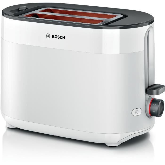 Toaster - BOSCH -  TAT2M121 MyMoment - Blanc - 2 tranches - centrage automatique du pain - fonctions décongélation et réchauffage