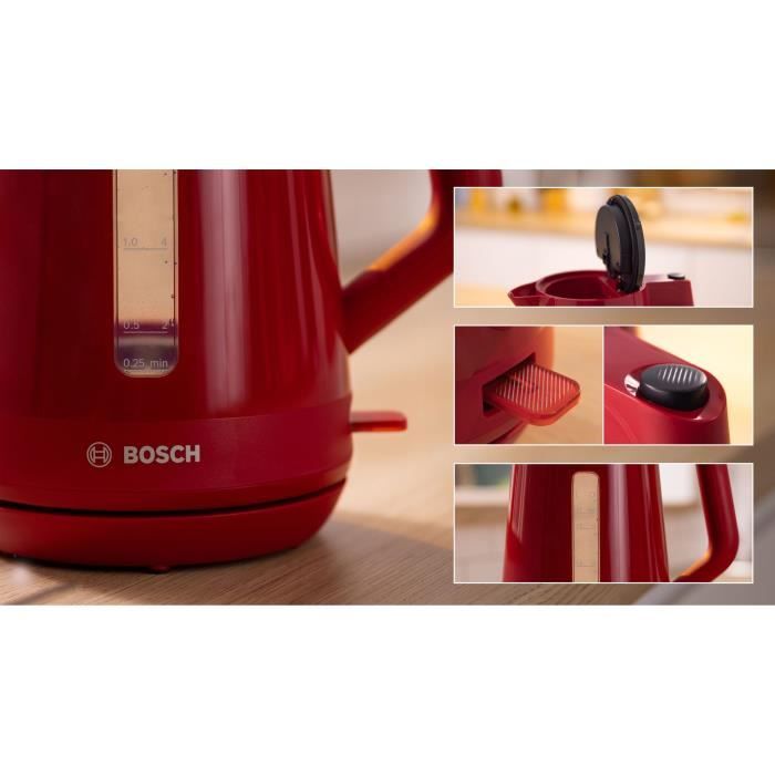 Bouilloire - BOSCH - TWK1M124 MyMoment - Rouge - capacité 1,7L - base 360° - filtre anti-calcaire