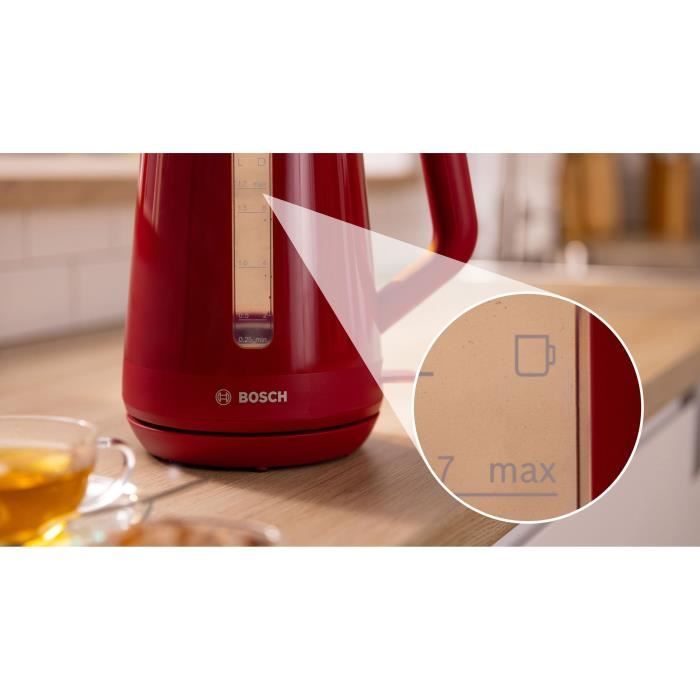 Bouilloire - BOSCH - TWK1M124 MyMoment - Rouge - capacité 1,7L - base 360° - filtre anti-calcaire