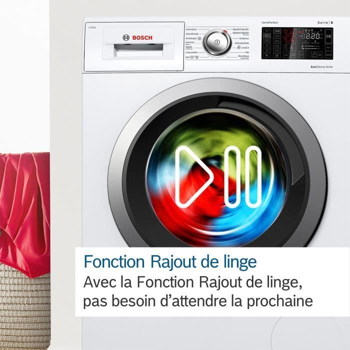 Lave-linge hublot BOSCH WGE03207FR SER2 - 8 kg - Induction - L60cm - 1200 trs/min - Classe A - Blanc