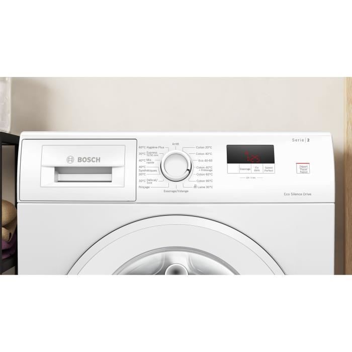 Lave-linge hublot BOSCH WGE03207FR SER2 - 8 kg - Induction - L60cm - 1200 trs/min - Classe A - Blanc