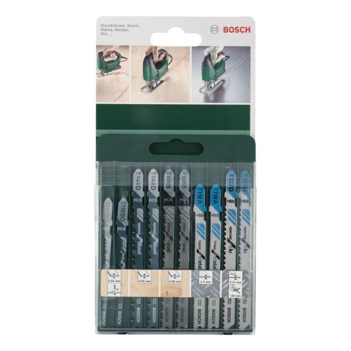 Lames de scie sauteuse - BOSCH - Lot de 10 pieces - HSS bimetal - Mixed Wood and Metal