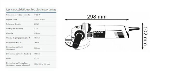 Meuleuse angulaire Bosch Professional GWS 1400 - 0601824800