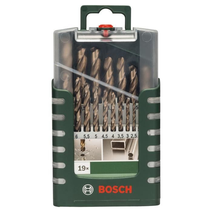 Set de 19 Forets a métaux rectifiés HSS-Cobalt - BOSCH - Foret - Gris - Longueur totale : 200.0 mm