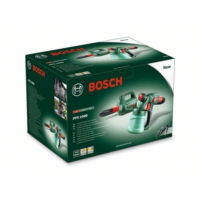 Pistolet a peinture Bosch - PFS 1000 - 410 W - Débit : 0 - 100 ml/min - Cuve : 800 ml - Flexible : 1,3 m