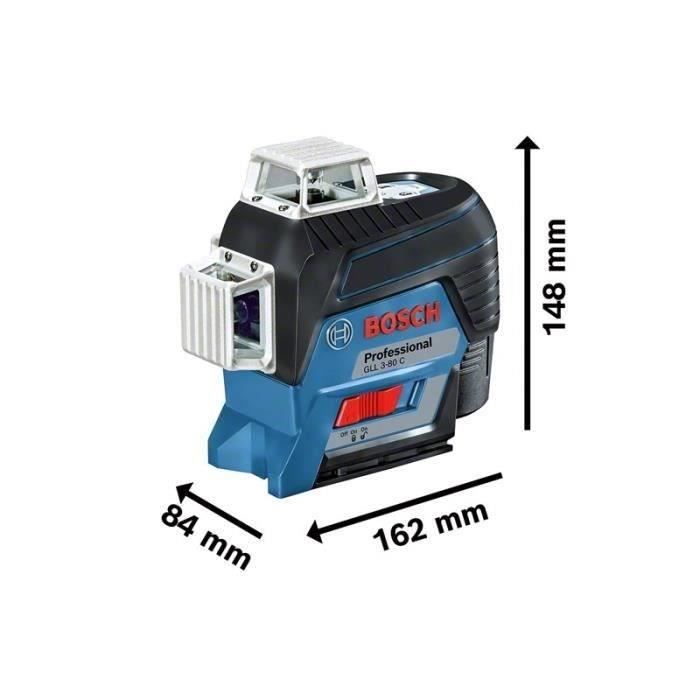 Laser ligne Bosch Professional GLL 3-80 C - Projette 3 lignes sur 360° + Trépied BT 150 (Version piles) - 0601063R01