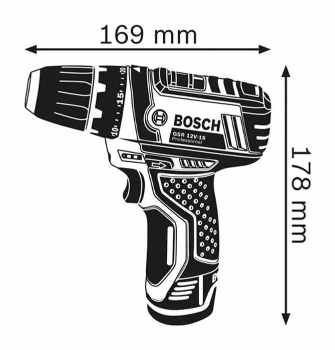 Perceuse-visseuse Bosch Professional GSR 12V-15 + 2 batteries 2,0Ah + Chargeur GAL 12V-20   - 060186810F