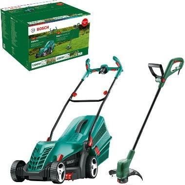 BOSCH Tondeuse a gazon électrique ARM 34-largeur de coupe 34 cm-1300W + Coupe-bordures-EasyGrassCut 23-280W-Diametre de coupe 23 cm