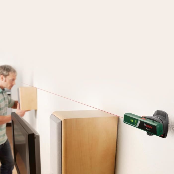 Niveau laser a bulle EasyLevel de Bosch avec support mural (ligne laser pour un alignement flexible sur les murs et point laser