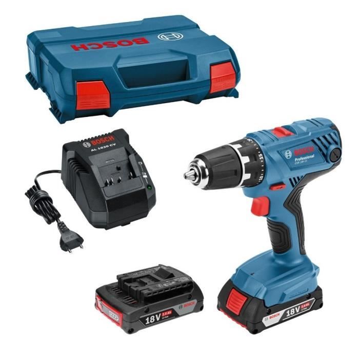 Perceuse a percussion Bosch Professional GSB 18V- 21 + 2 batteries 2,0Ah + Chargeur GAL 1820  - 06019H1109