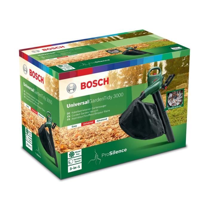 Aspirateur Souffleur Broyeur BOSCH - UniversalGardenTidy 3000 - Electrique - 3000 W - 285 km/h - 50 L - Vert