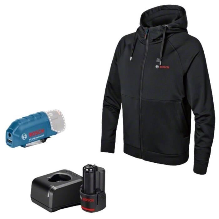 Veste chauffante Bosch Professional GHH 12+18V XA + GAA 12V-21 + Batterie GBA 12V 2,0Ah + Chargeur GAL 12V-20 Taille M - 06188000GC