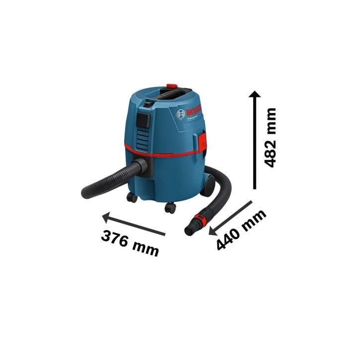 Aspirateur Bosch Professional GAS 20 L SFC, aspire eau et poussiere, 1200W, nettoyage filtre semi-automatique (carton) - 060197B1W0