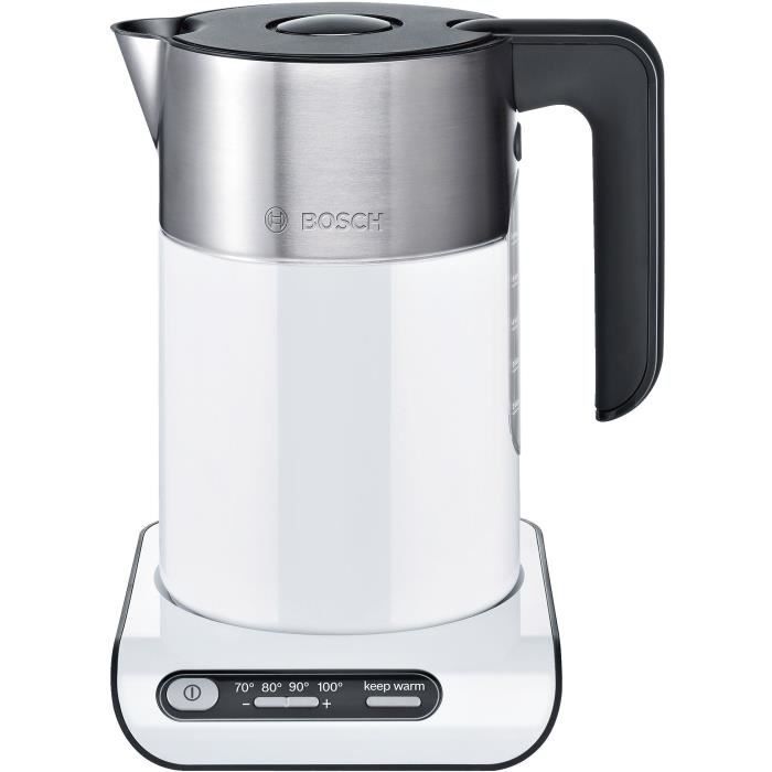 Bouilloire électrique BOSCH TWK8611P Styline - Blanc - 1.5L - 2400W - 4 niveaux de température