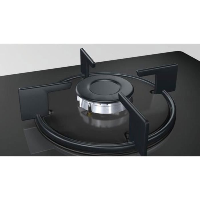 BOSCH POP6B6B10 Plaque de cuisson gaz - 4 foyers - 7400W - L56 x P48cm - Revetement verre trempé - Noir