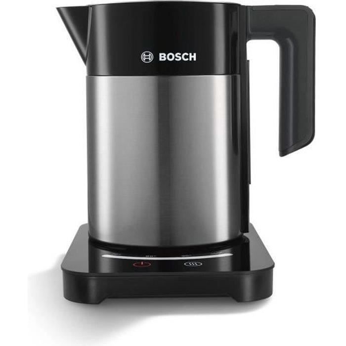 Bouilloire électrique programmable BOSCH TWK7203 - Noir et Inox - 1,7L - Socle 360° - Arret automatique