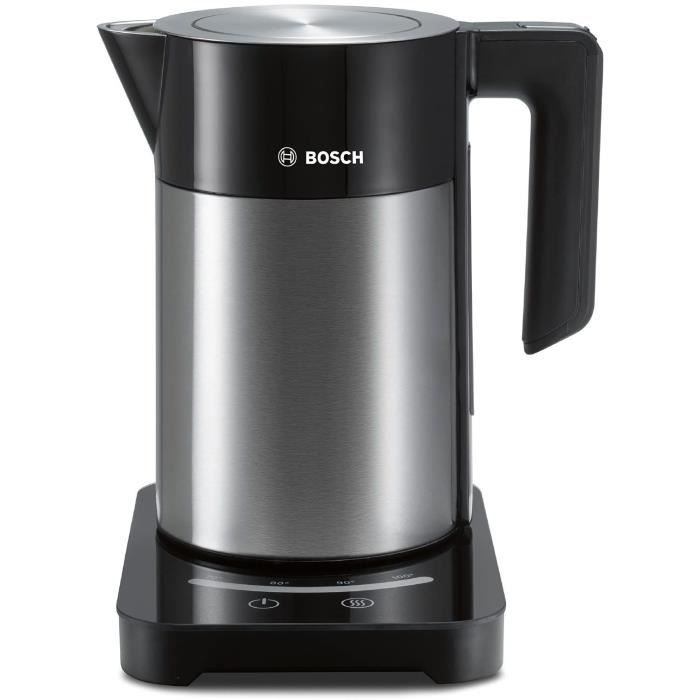 Bouilloire électrique programmable BOSCH TWK7203 - Noir et Inox - 1,7L - Socle 360° - Arret automatique